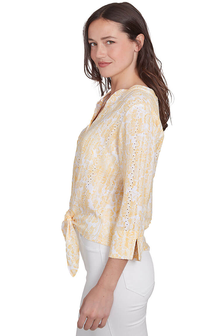 Marigold Making Waves Hibiscus Gauze Shirt