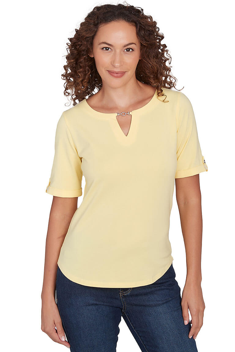 Making Waves Solid Notch Neck Top