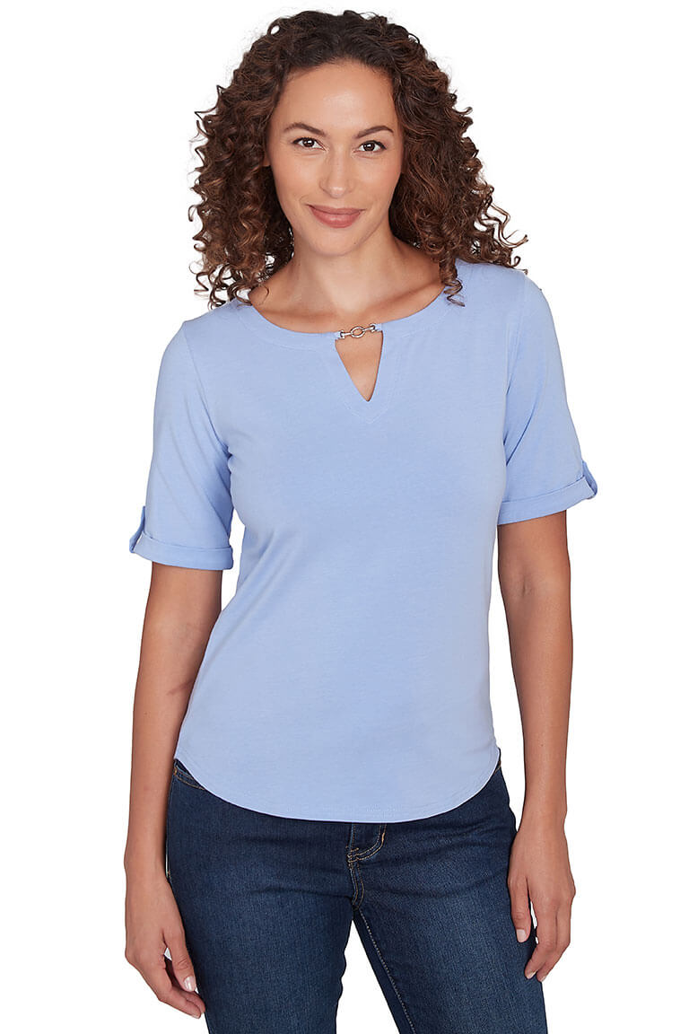 Making Waves Solid Notch Neck Top