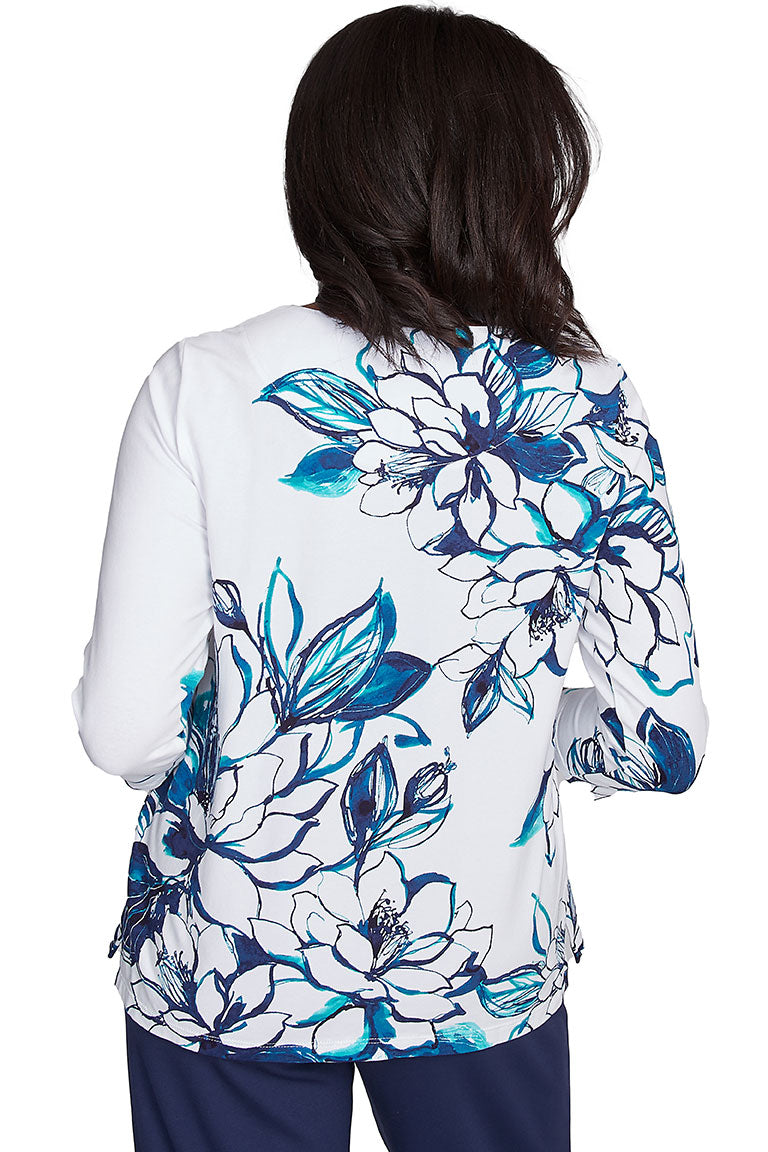Petite Nantucket Lattice Neck Knit Top