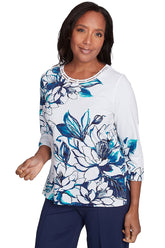 Petite Nantucket Lattice Neck Knit Top