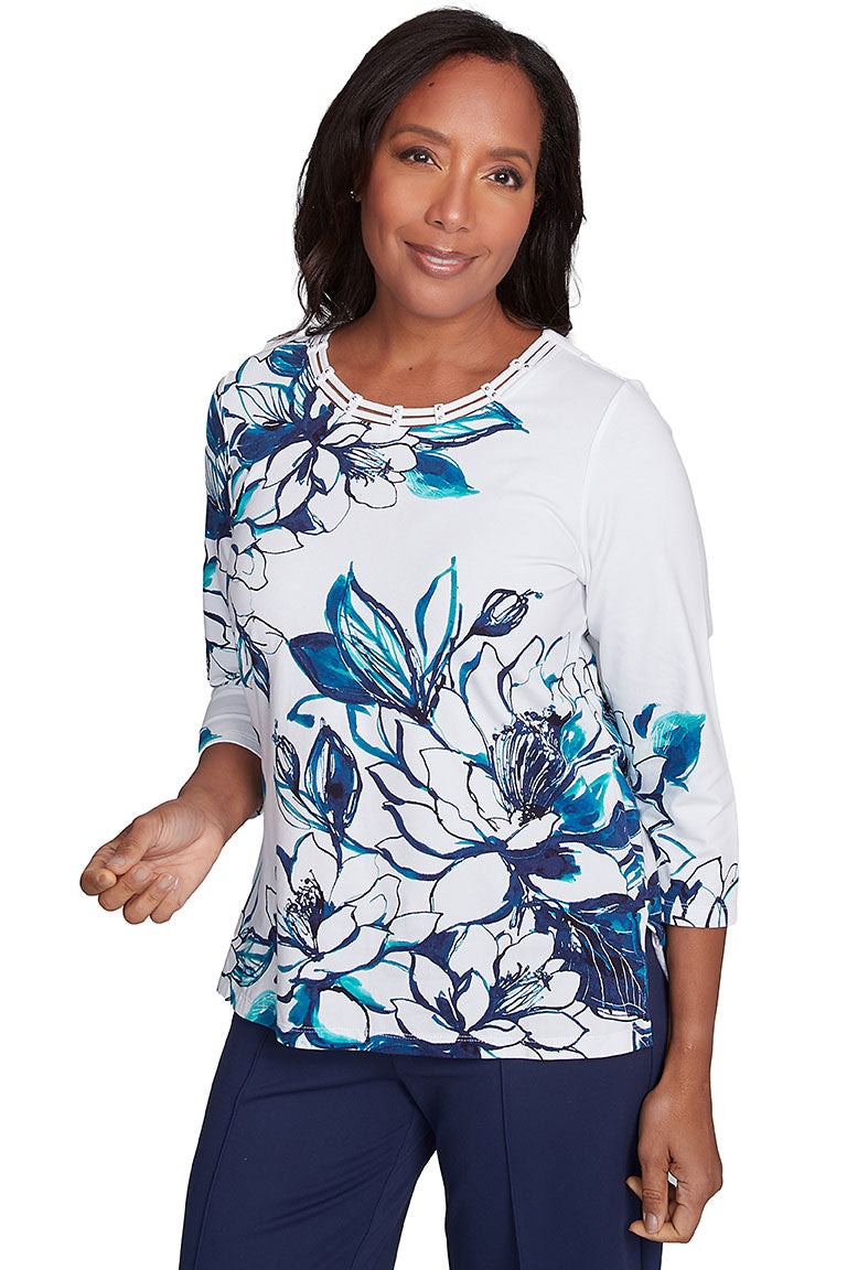 Nantucket Lattice Neck Knit Top