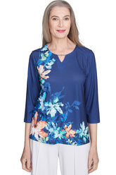 Petite Nantucket Lilies Beaded Neck Top