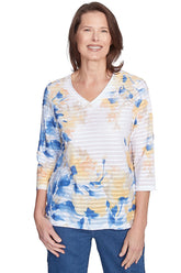 Petite Flower Power Rib Knit Top