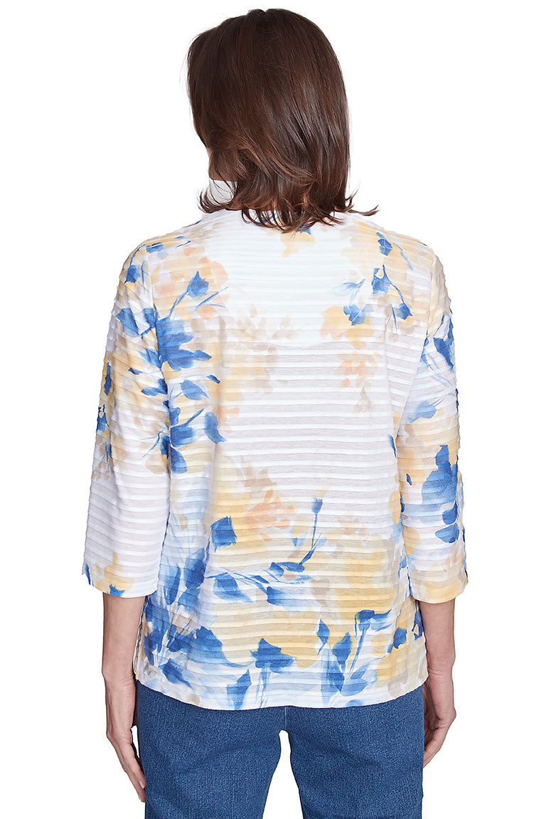 Petite Flower Power Rib Knit Top