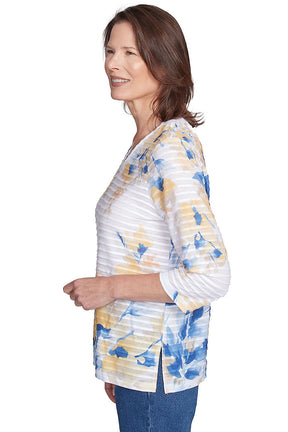 Petite Flower Power Rib Knit Top