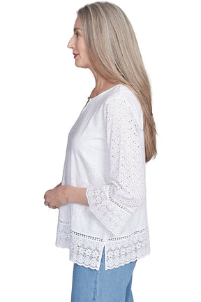 Petite Flower Power Floral Eyelet Top
