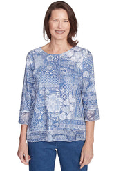 Petite Flower Power Lace Printed Top