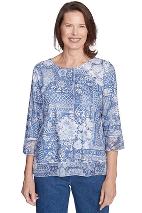 Petite Flower Power Lace Printed Top