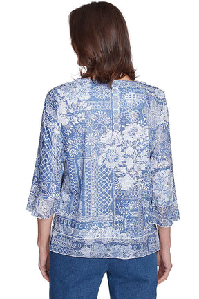 Petite Flower Power Lace Printed Top