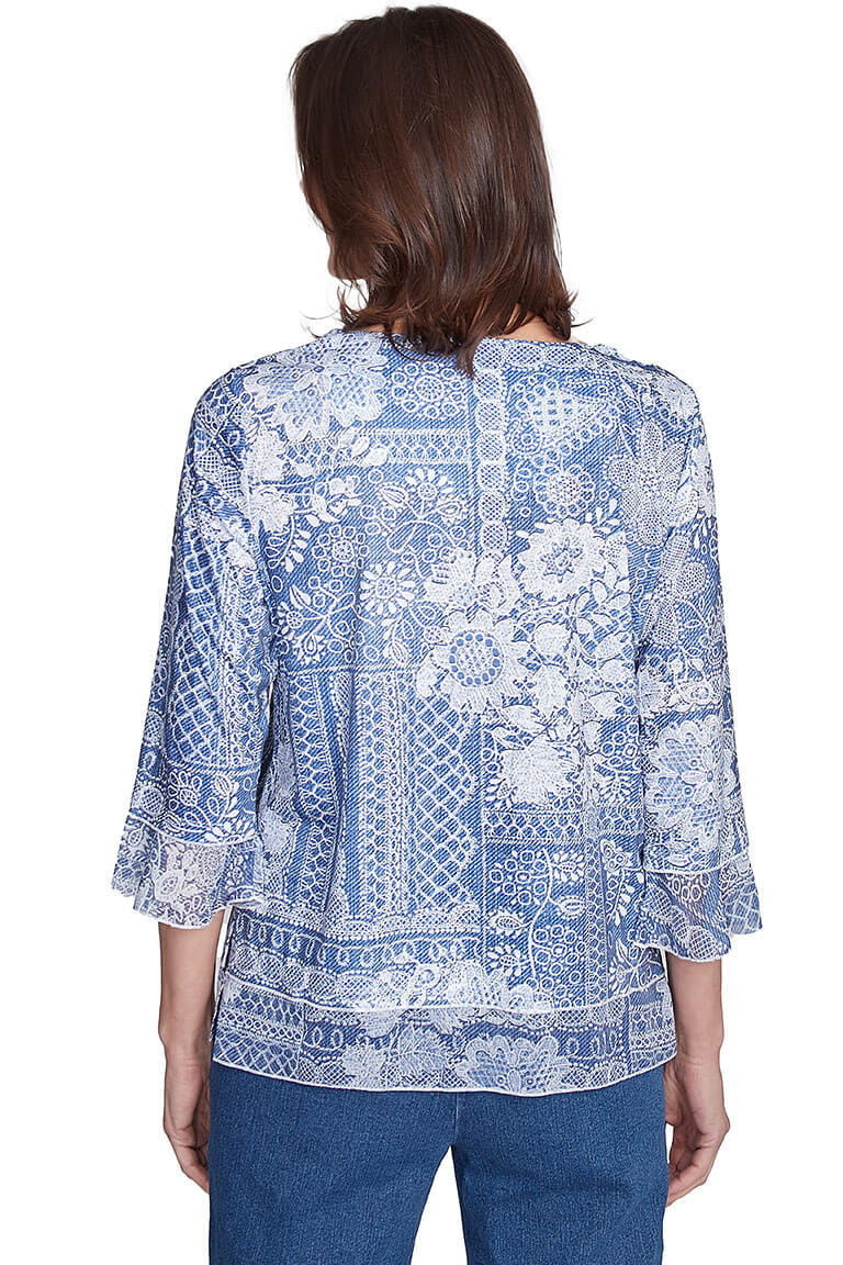 Petite Flower Power Lace Printed Top