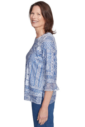 Petite Flower Power Lace Printed Top