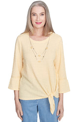 Flower Power Textured Bell Sleeve Top