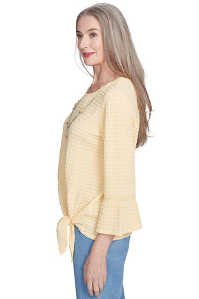 Flower Power Textured Bell Sleeve Top