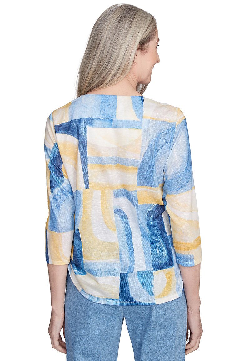 Petite Flower Power Watercolor Patchwork Top