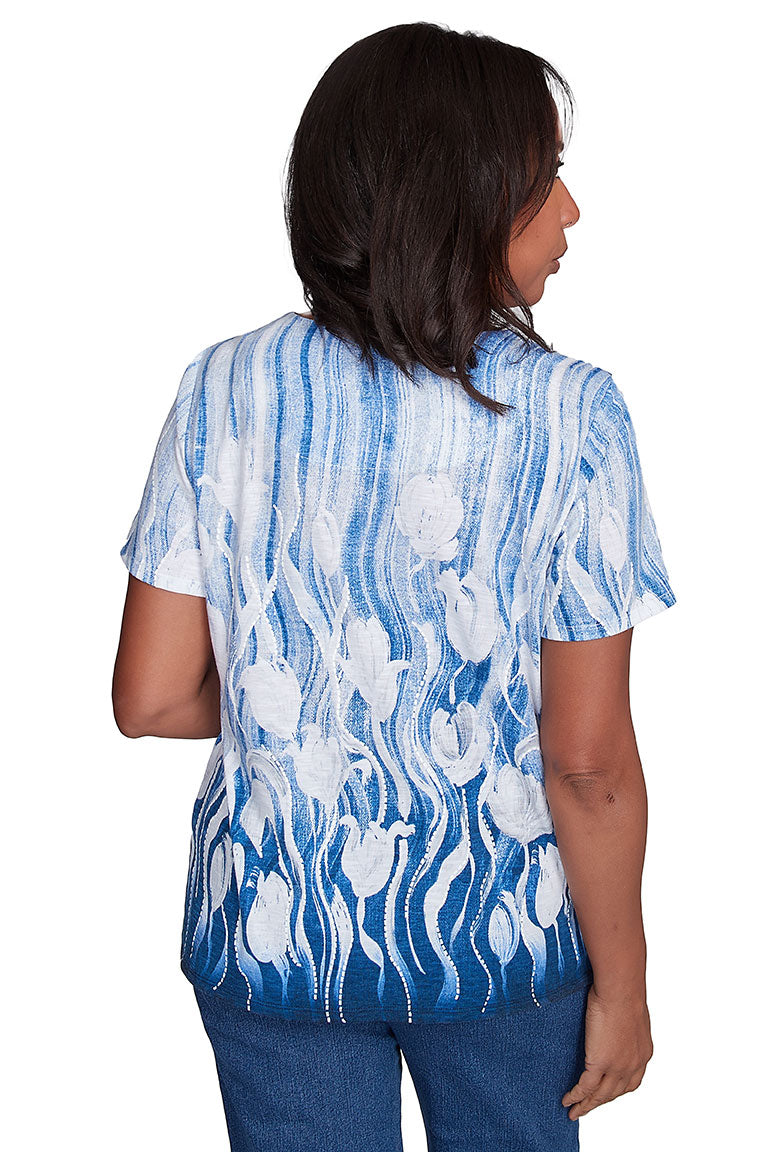 Petite Flower Power Tulip Knotted Neck Top