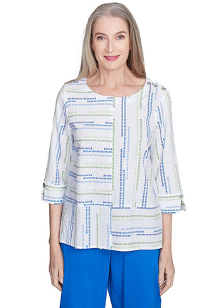 Petite Parrot Cay Jacquard Spliced Blouse
