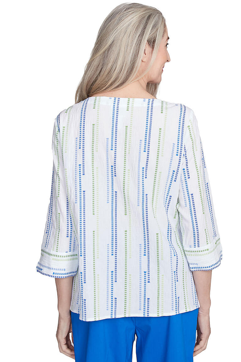 Petite Parrot Cay Jacquard Spliced Blouse