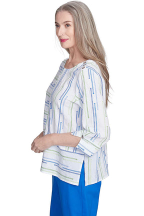 Petite Parrot Cay Jacquard Spliced Blouse