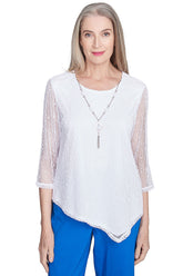 Parrot Cay Popcorn Mesh Asymmetrical Top