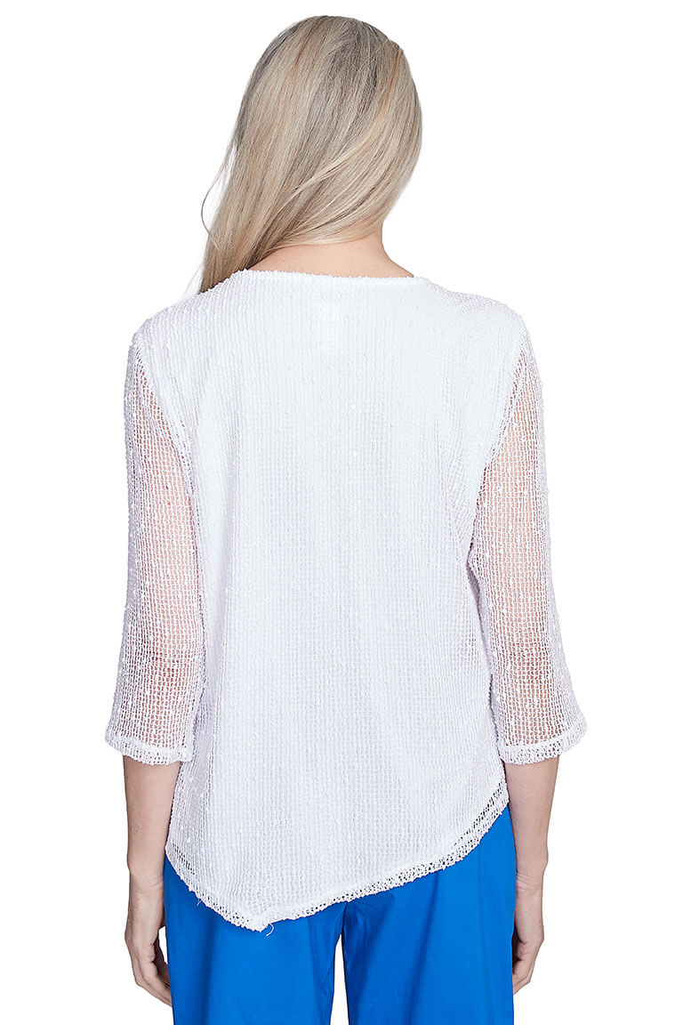 Parrot Cay Popcorn Mesh Asymmetrical Top