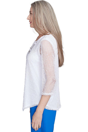 Parrot Cay Popcorn Mesh Asymmetrical Top