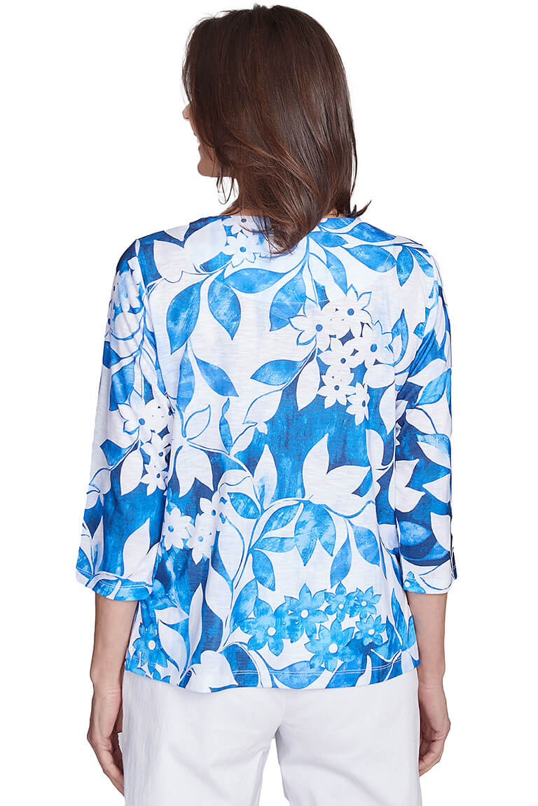 Parrot Cay Floral Lattice Neck Top