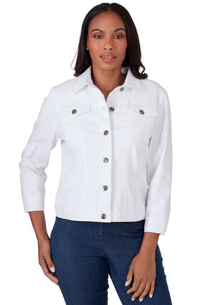 3/4 Sleeve Button-Front Denim Jacket