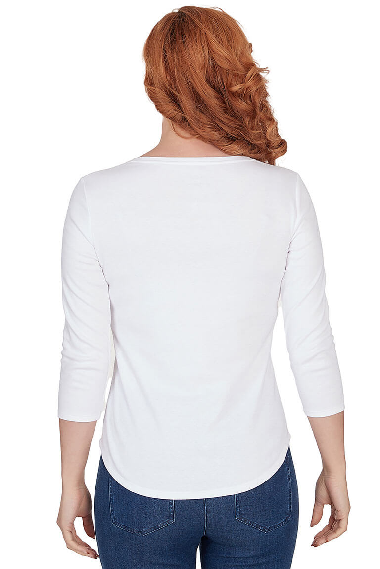 Solid 3/4 Sleeve Rib Knit Top