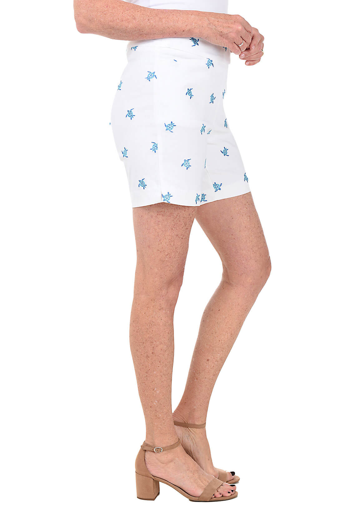 Embroidered Turtles Pull-On Stretch Short