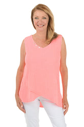 Bubble Gauze Asymmetrical Sleeveless Blouse