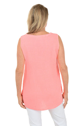 Bubble Gauze Asymmetrical Sleeveless Blouse
