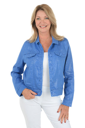 Metallic Frayed Linen Jacket