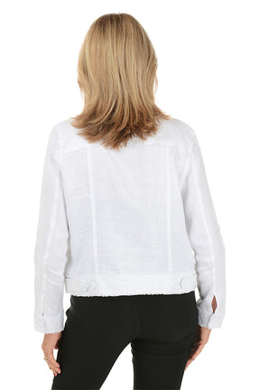 Metallic Frayed Linen Jacket