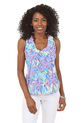 Vibrant Palms UPF50+ Ruffle Sleeveless Top