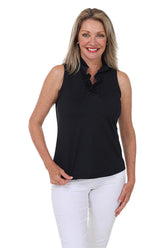 Solid UPF50+ Ruffle Sleeveless Knit Top