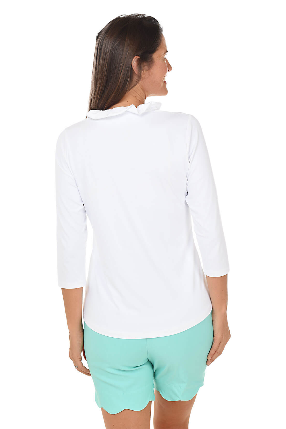 Solid Ruffle Neck UPF50+ Top