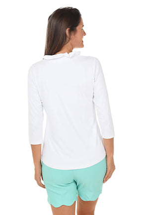 Solid Ruffle Neck UPF50+ Top
