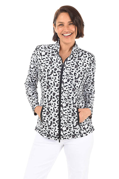 【ブルー】LEOPARDプリント全方向ストレッチスムースプルジップブルゾン <PERFORMANCE> (LADIES) ARW_SPX7418-22-