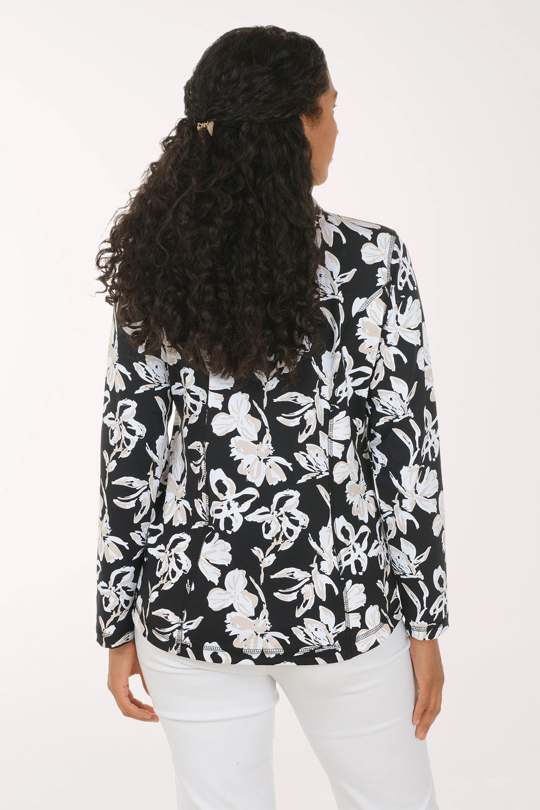 Taupe Flowers UPF50+ Athletic Zip Jacket