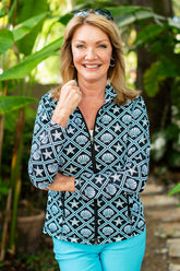 Boxed Seashells UPF50+ Athletic Zip Jacket