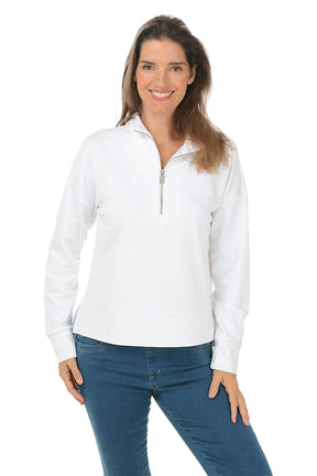 Zip-Neck Dolman Sleeve Scuba Sweatshirt
