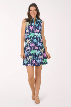 Pastel Palms Cooling UPF50+ Zip Sleeveless Dress