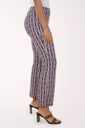 Patterned pants worn by a person on a white background