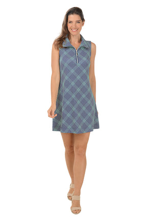 Navy Gingham UPF50+ Sleeveless Dress