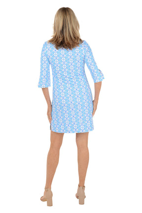 Periwinkle Optical Daisy UPF50+ Split Neck Dress
