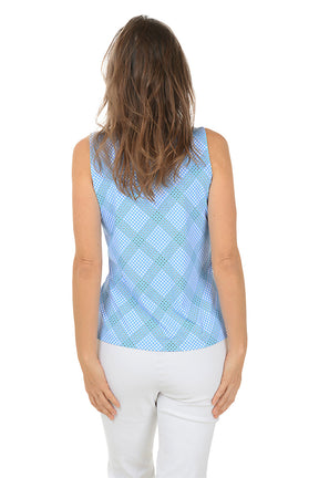 Diagonal Gingham UPF50+ Sleeveless Zip Top