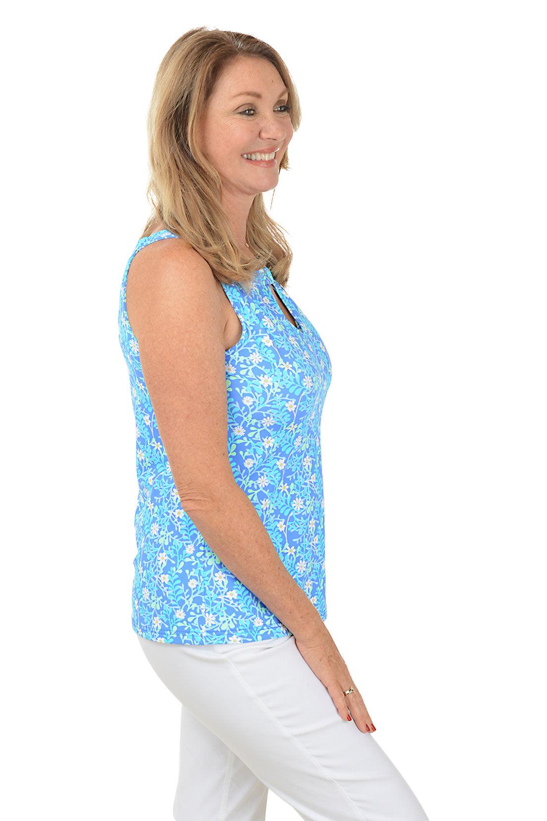 Spring Garden UPF50+ Keyhole Sleeveless Top