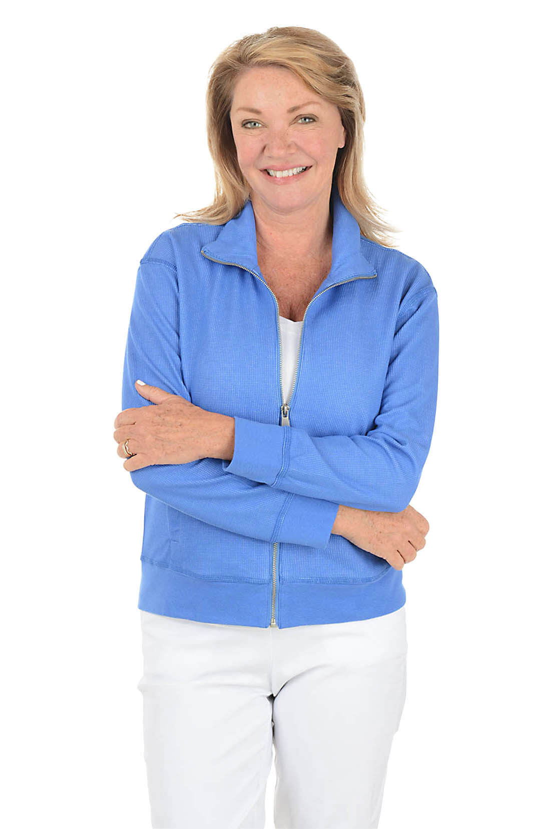 Waffle Knit Zip-Front Jacket | Anthony's Resort Wear