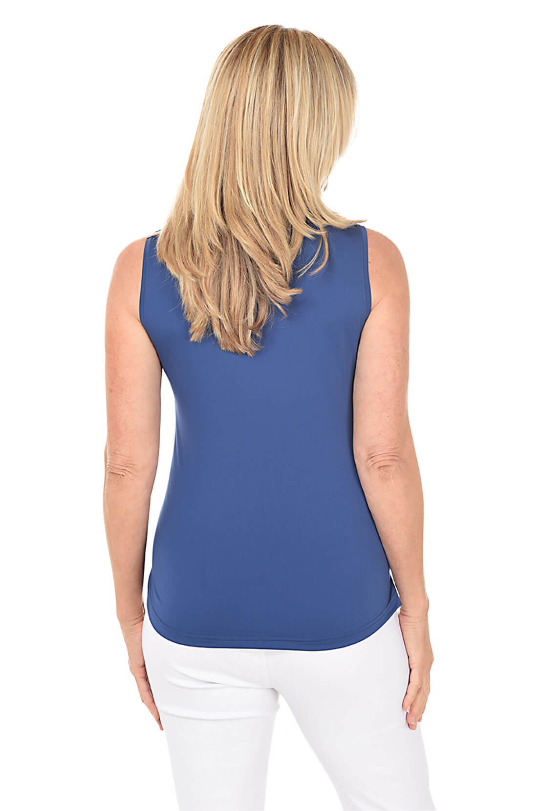 Clare Solid Sleeveless Polo Top